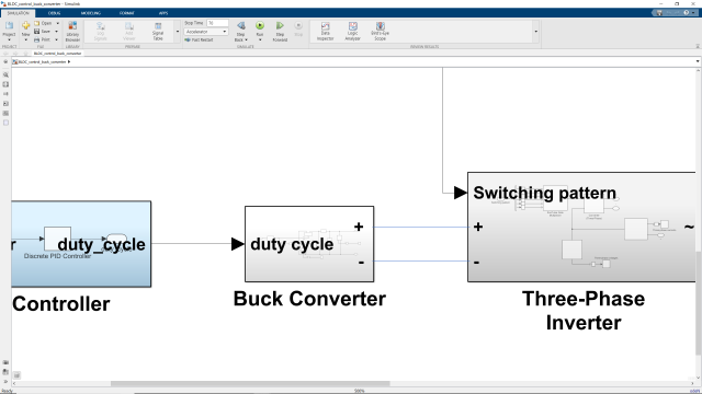 学习如何建模一个pwm控制的buck变换器来控制无刷直流电机的速度。