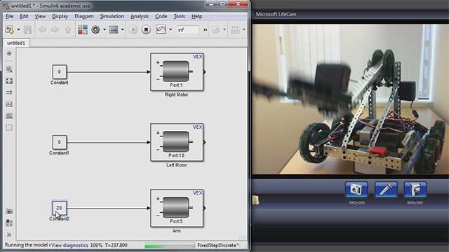 Use Simulink in external mode with your VEX Cortex-based Microcontroller to tune parameters.