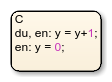 组合期间和条目动作y = y + 1，后跟条目y = 0。