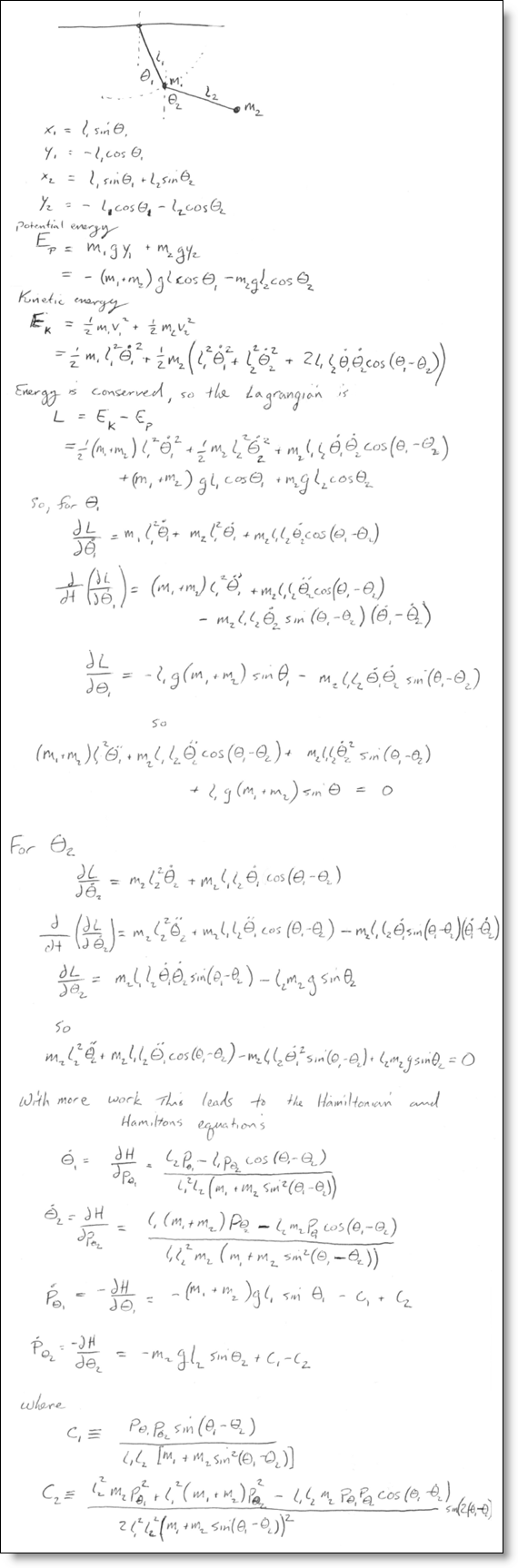 Derivation of the equations of a double pendulum