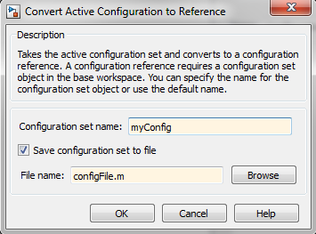 Specifying the name and file of the configuration set