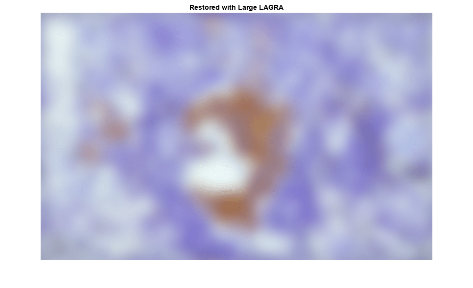 图中包含一个axes对象。标题用Large LAGRA恢复的axes对象包含一个类型为image的对象。
