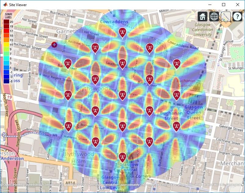 5G城市宏单元测试环境的SINR地图