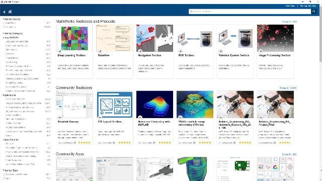 Find, manage, and install MATLAB add-ons using the Add-On Explorer in MATLAB. Add-ons include toolboxes, apps, functions, models, and support packages authored by MathWorks staff as well as members of the community.