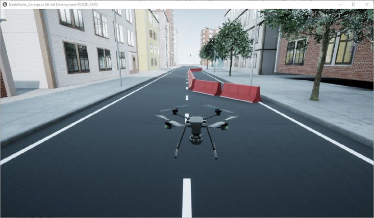 图2：使用模拟3D场景配置块的高保真无人机仿真