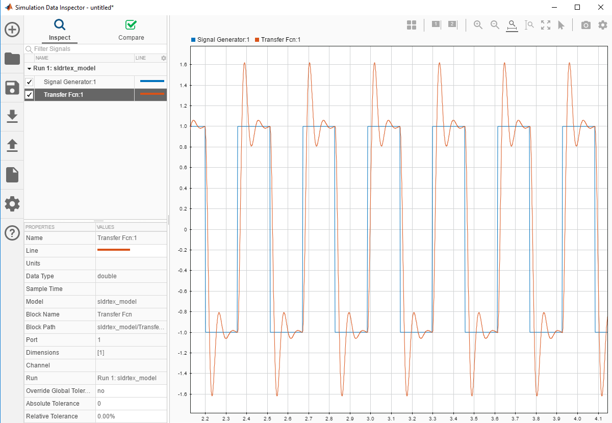 Inspect Simulink® Desktop Real-Time™ Signals with Simulation Data Inspector